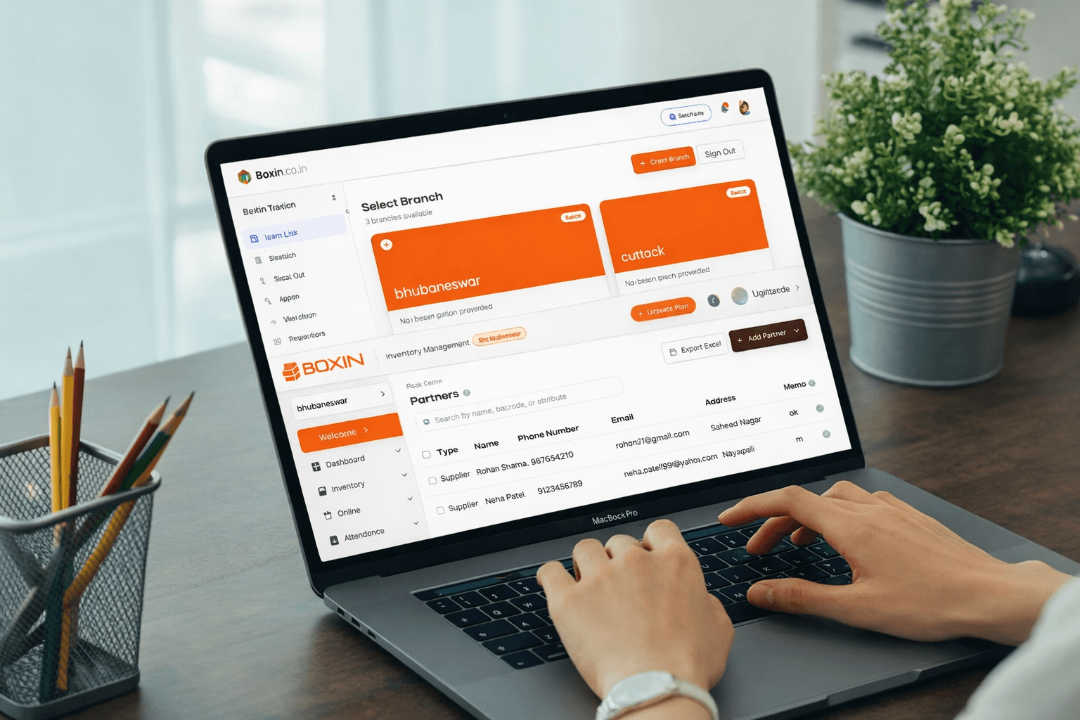 Laptop showing Boxin software